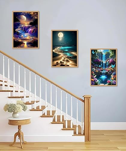 Miniatura 9 de Mowana Kits de arte de diamantes para adultos, kits de pintura de diamantes para principiantes, kits de manualidades con vista al mar, 5D, para