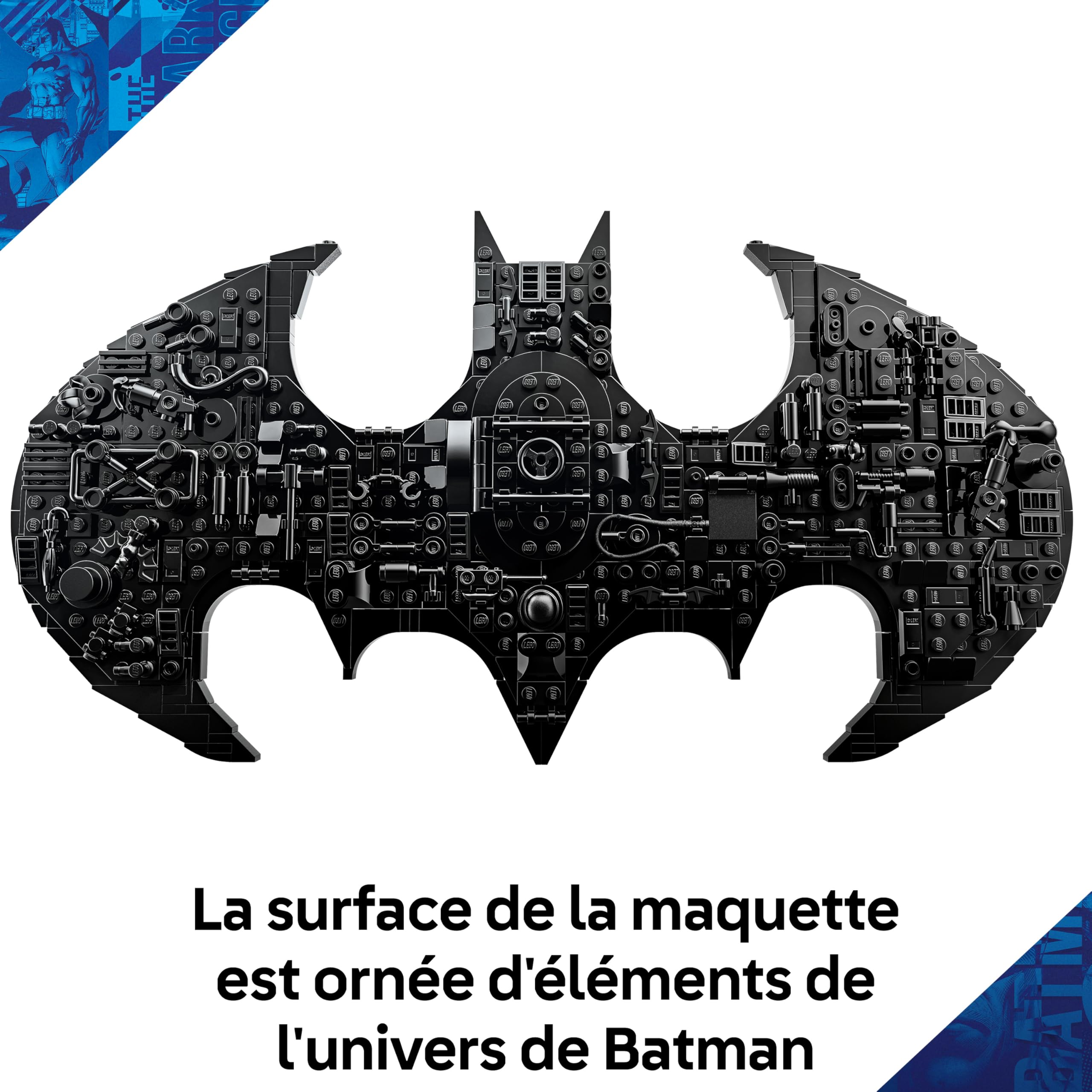 LEGO DC Batman Logo de Batman - Jouet de Construction avec Super-Héros - 2 Minifigurines - Décoration Murale 3D - Idée de Cadeau DIY pour Garçon dès 12 Ans ou Ado Fan du Film 76330