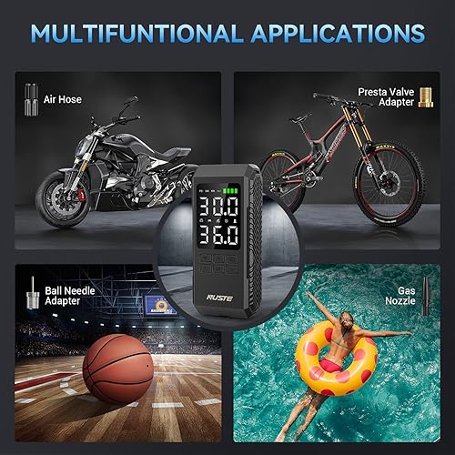 Miniatura 8 de Inflador de neumáticos, compresor de aire portátil, bomba de aire inalámbrica de 150 PSI 25000 mAh, con pantalla LCD digital, inflado rápido 3 veces