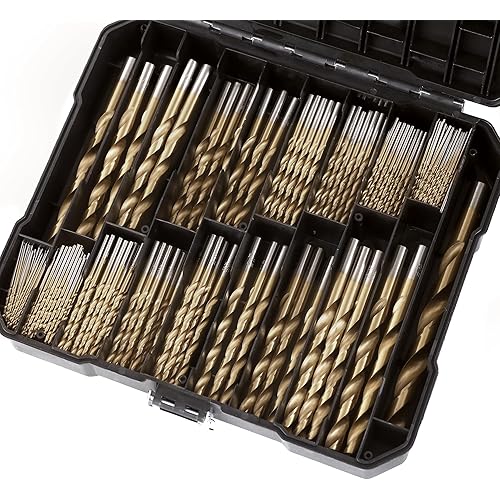 230 Pcs Drill Bit Set, 135° Tip Titanium Coated High Speed Steel, Twist Drill Bit Kit for Iron, Aluminum Alloy, Copper, Wood, Plastic, with Hard Storage Indexed Box 3/64''-1/2''