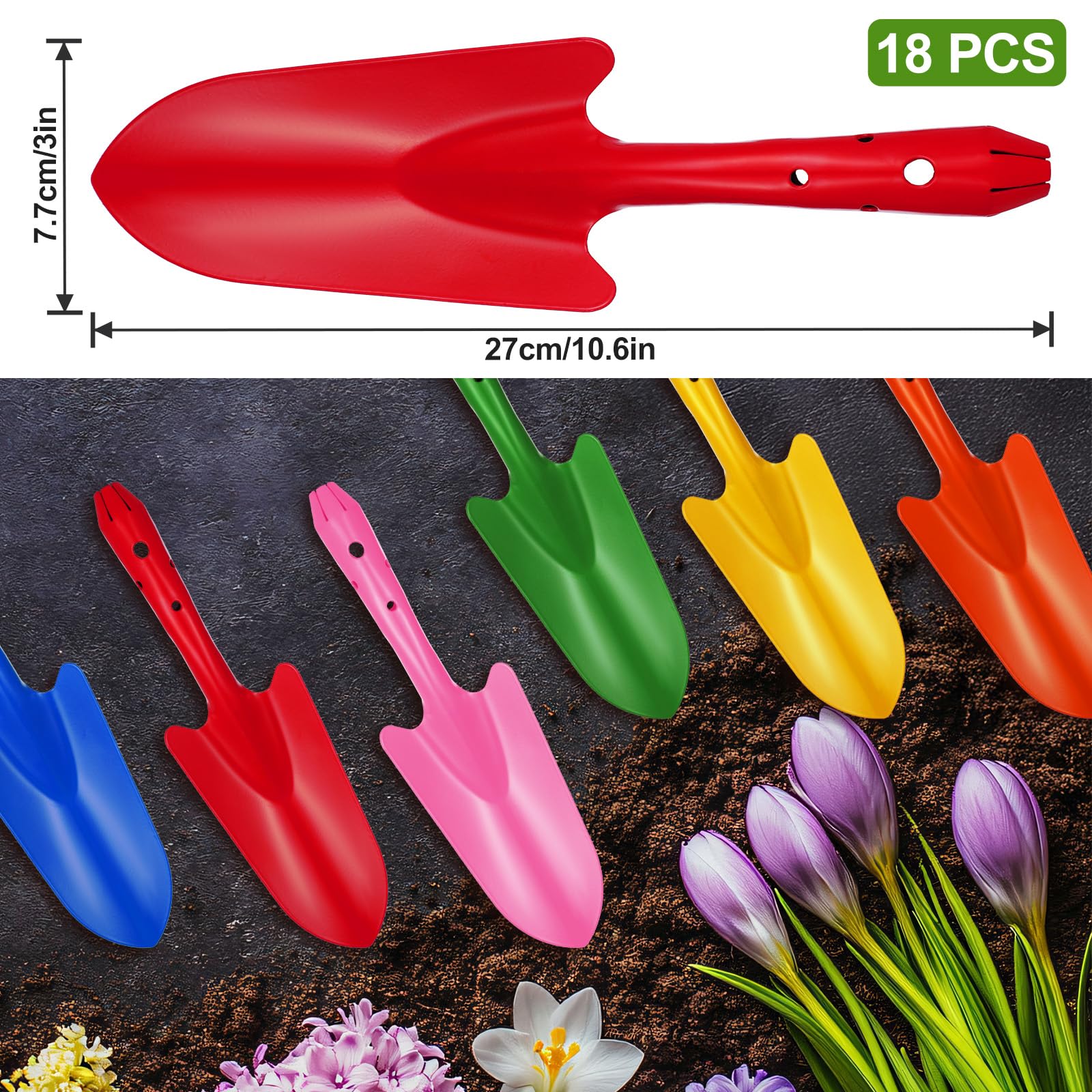 Mini pala a mano colorata in metallo per scavare trapianto, pala da giardino per trapiantare piante grasse per bambini, adolescenti, donne, uomini, regalo per interni ed esterni, 6 colori (18 pezzi