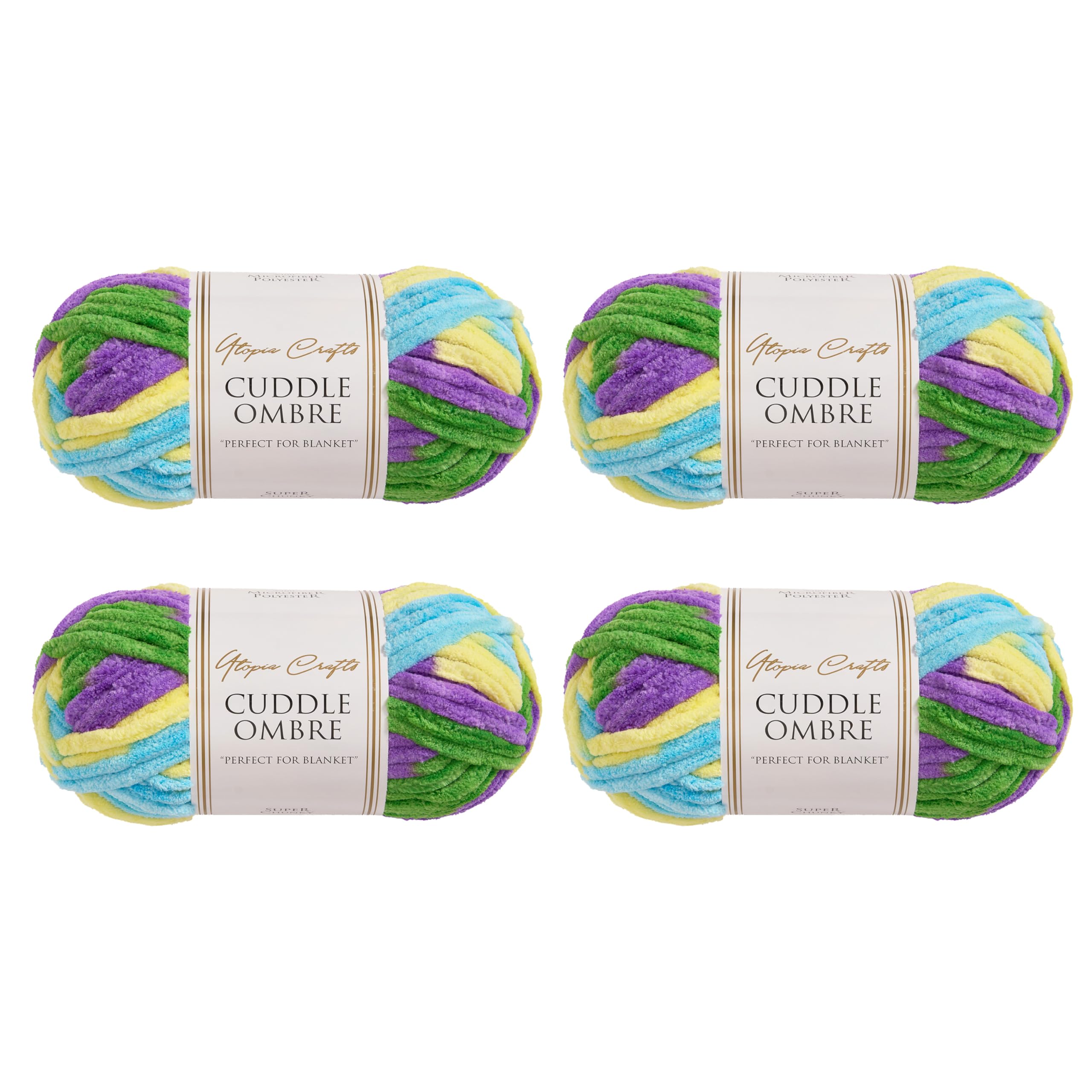 Utopia Crafts Cuddle Ombre Super Chunky Chenille Soft Yarn for Knitting and Crochet (Tropical Breeze, 4X 100g)
