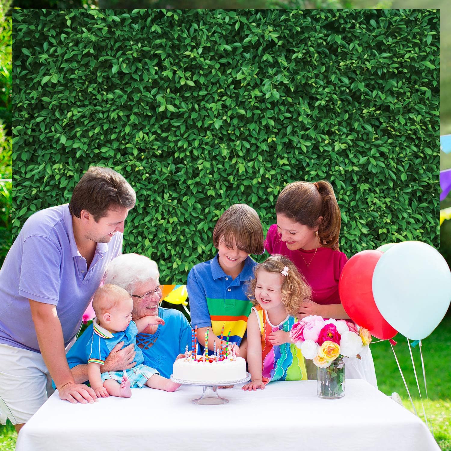 2.1x1.5m Sfondo verde foglie Natura verde erba muro fotografia sfondo neonato Baby Shower matrimonio compleanno decorazioni Banner Photo Booth oggetti di scena
