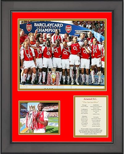 HOFSM.COM Hall of Fame Sports Memorabilia Enmarcado Arsenal F.C. The Invincibles 2003-04 Premier League Champions Soccer Futbol 11"x14" Collage de
