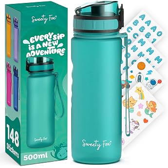 Sweety Fox Children's Carbonated Drinking Bottle 500 ml Green Sports Water Bottle 100% Leak-Proof & Dishwasher Safe