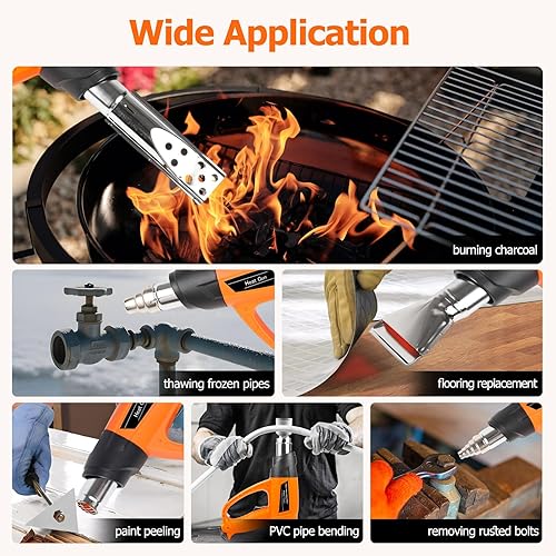 Miniatura 6 de Pistola de calor de 1800 W, 140   1112  (140.0 F-1,112.0 F), kit de pistola de aire caliente de calentamiento rápido, control de temperatura