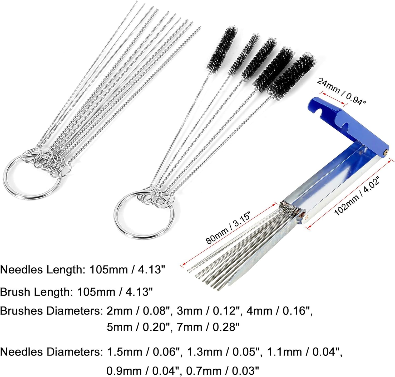 F FIERCE CYCLE Carburetor Cleaning Kit with 10 Cleaning Needles 13 Wires and 5 Brushes for Motorcycle : Automotive
