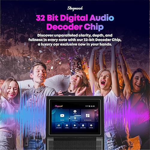Miniatura 7 de Máquina de karaoke para adultos, con pantalla de letras, altavoz Bluetooth grande portátil inteligente, 2 micrófonos inalámbricos, sistema de