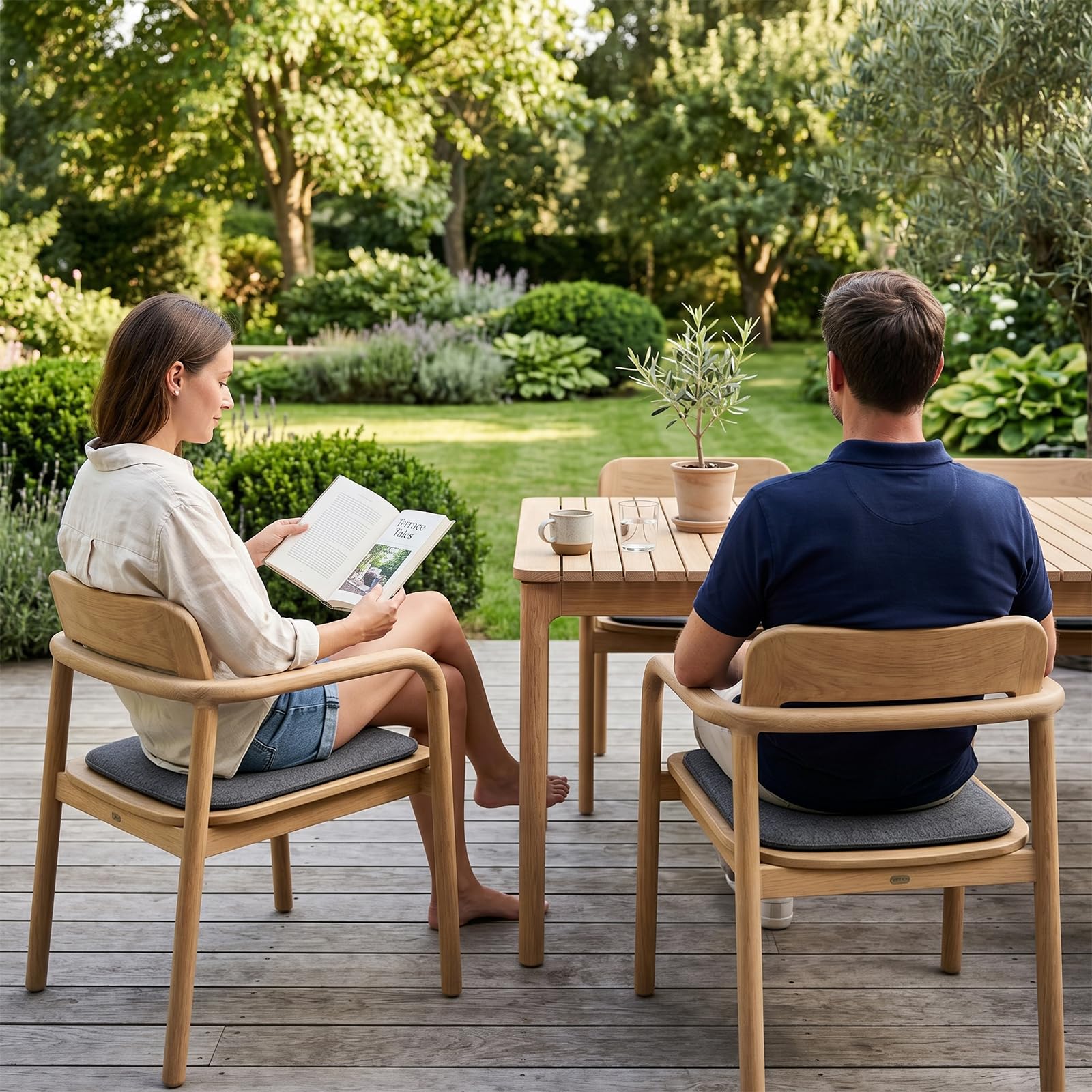 Set di 4 cuscini quadrati in feltro con gommini antiscivolo, 35 x 35 cm, lavabili, per interni ed esterni, per sala da pranzo, giardino (4, quadrato, grigio scuro)