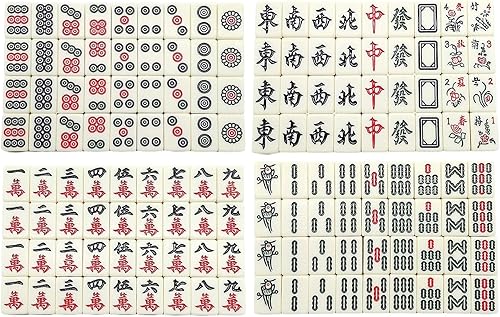 Miniatura 6 de RIPTEADRY Juego chino Mahjong con 144 azulejos 2 azulejos de repuesto 2 dados juego de mahjong chino juego de mahjong de viaje juego de mesa Mahjong