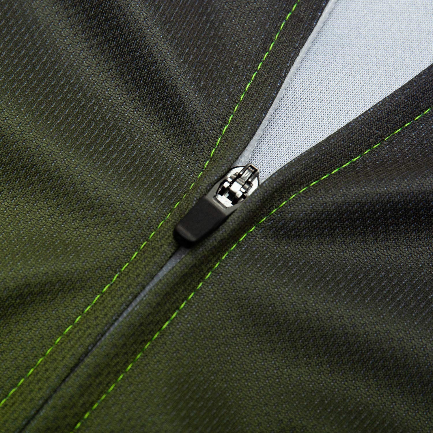 Maglia da ciclismo da uomo, a maniche lunghe, traspirante, ad asciugatura rapida, con tasche, chiusura lampo, riflettori, verde, nero, rosso