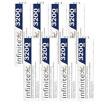 Envie 3200mah AA 8PL High Capacity Infinite Plus Ready to Use Cell Rechargable Batteries Low Self-Discharge Pre-Charged Battery (Pack of 8)