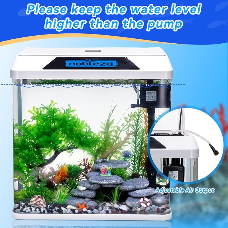 Nobleza 30L Mini Akvarium Komplett Szett LED Világítással és Beépített Szűrővel