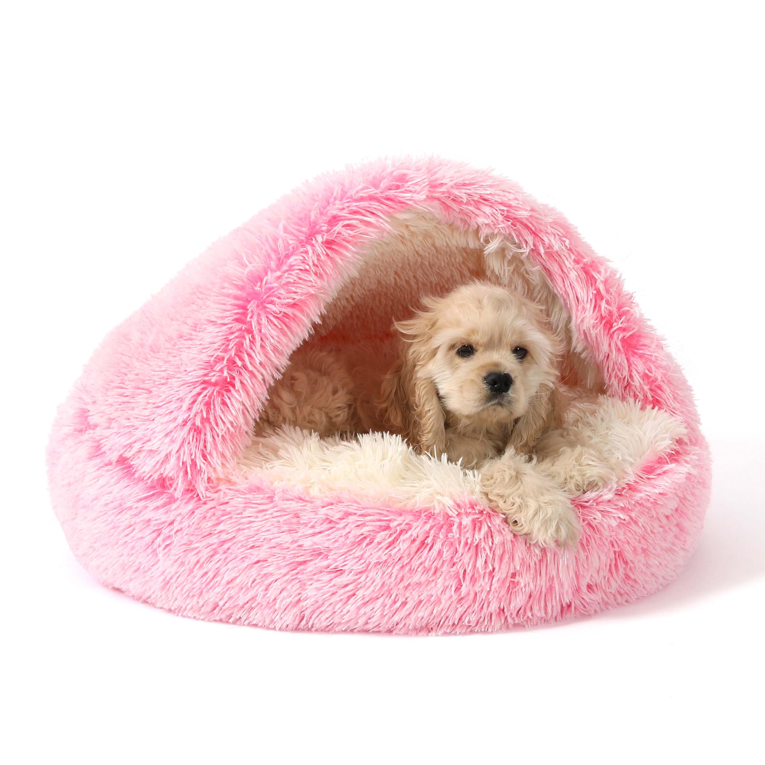 NOYAL Hooded Donut Bed, Calming Cave for Cats &amp; Small Dogs