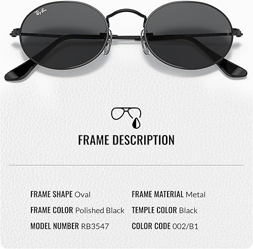 Vista 3 de Ray-Ban RB3547 OVAL METAL Gafas de sol ovaladas para hombres y mujeres con kit oficial de gafas RAYBAN
