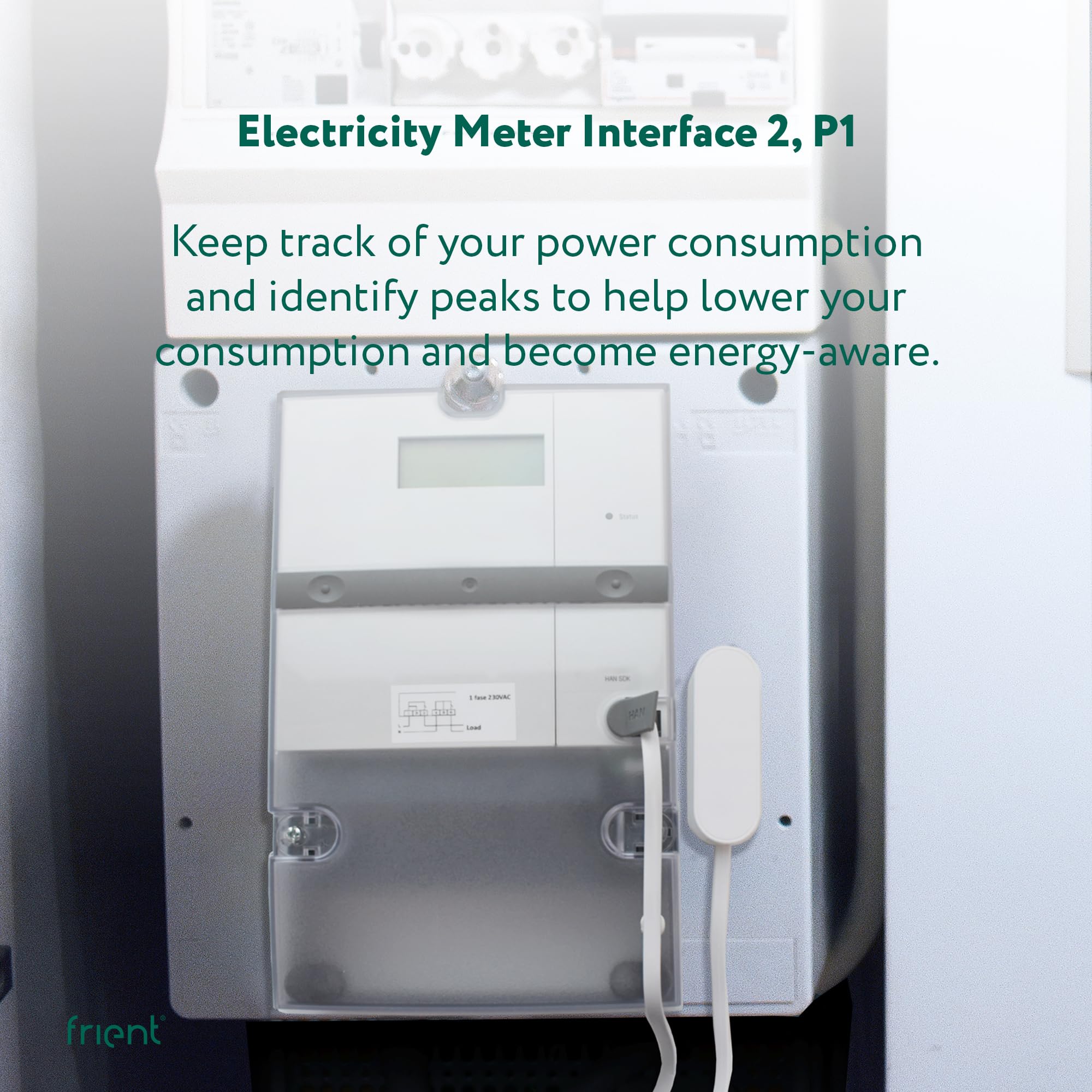 frient Interfejs licznika energii elektrycznej 2 P1 | bezprzewodowe odczyty liczników | monitorowanie zużycia energii | interfejs do liczników z portem P1 | Zigbee | współpracuje z Homey i SmartThings