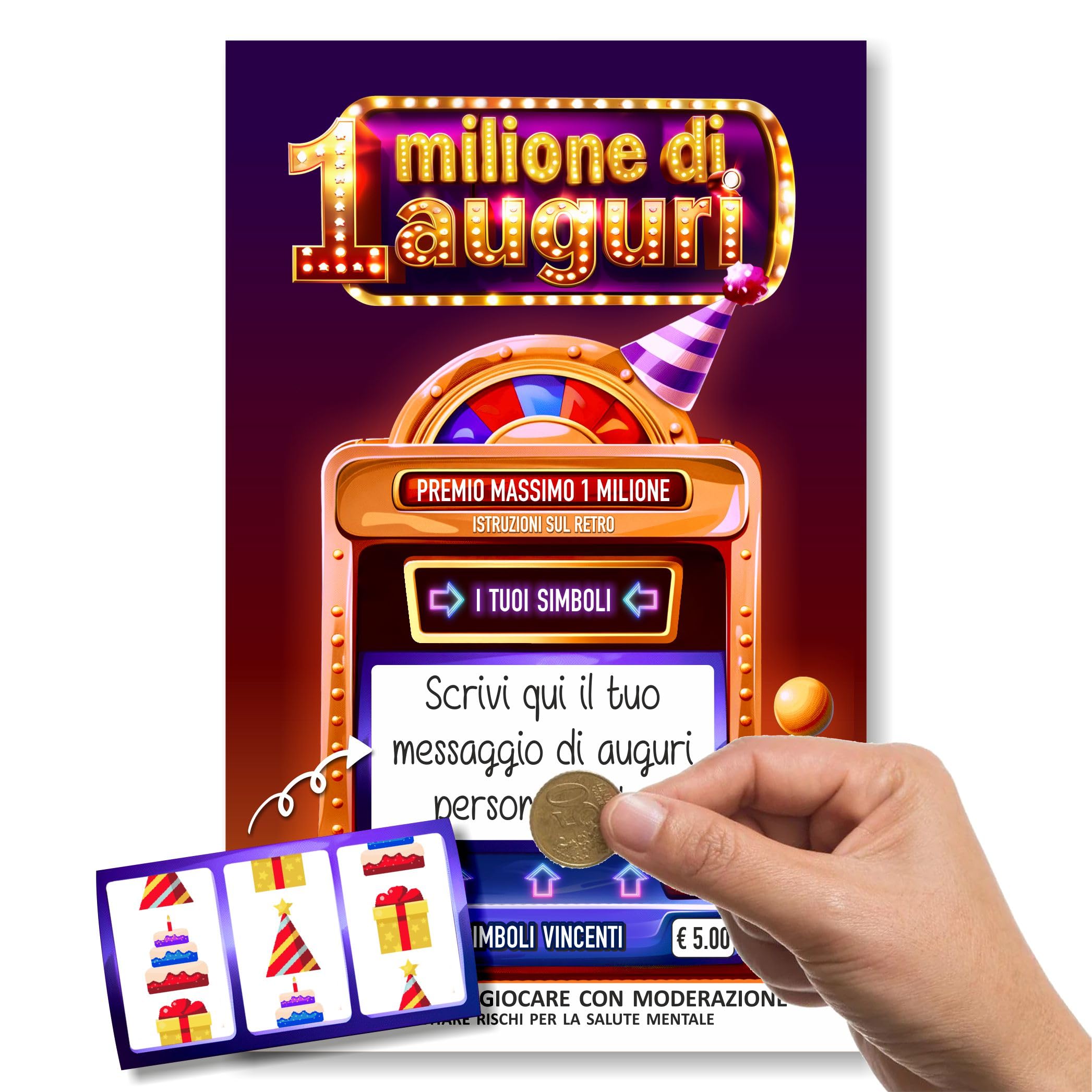 Biglietti Gratta E Vinci D'Oro Per Buoni Regalo Creativi - Set Con 1 Biglietto, Pellicola E Busta, Per Compleanni, Fidanzate, Auguri E Sorprese Personalizzate
