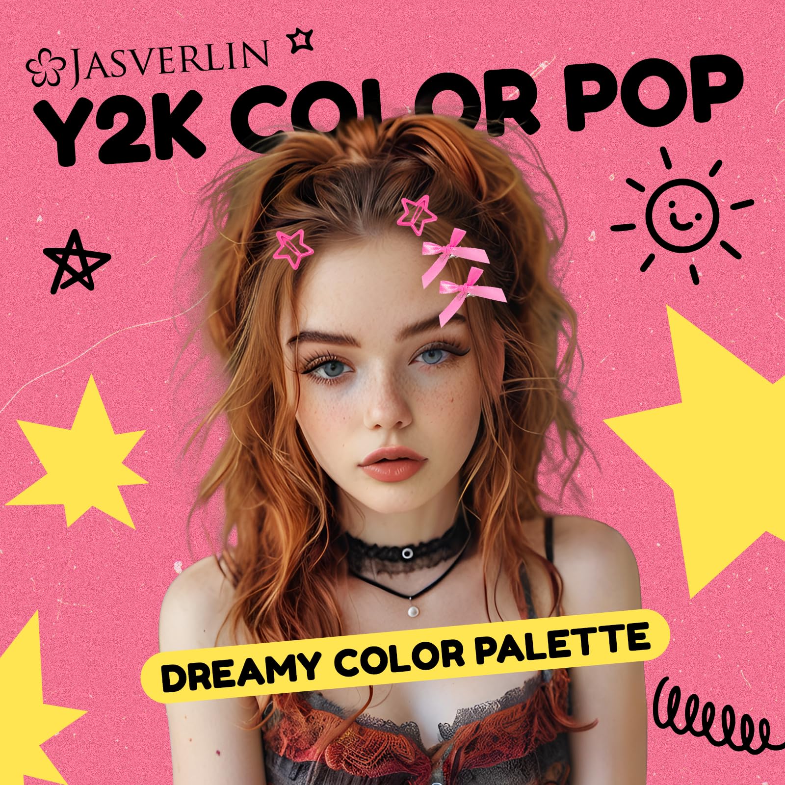 JASVERLIN 60pcs Star Hair Clips & Mini Bows Y2k Accessories Set, Cute Bowknot Goth Snap Clip Hair Barrettes - Image 2