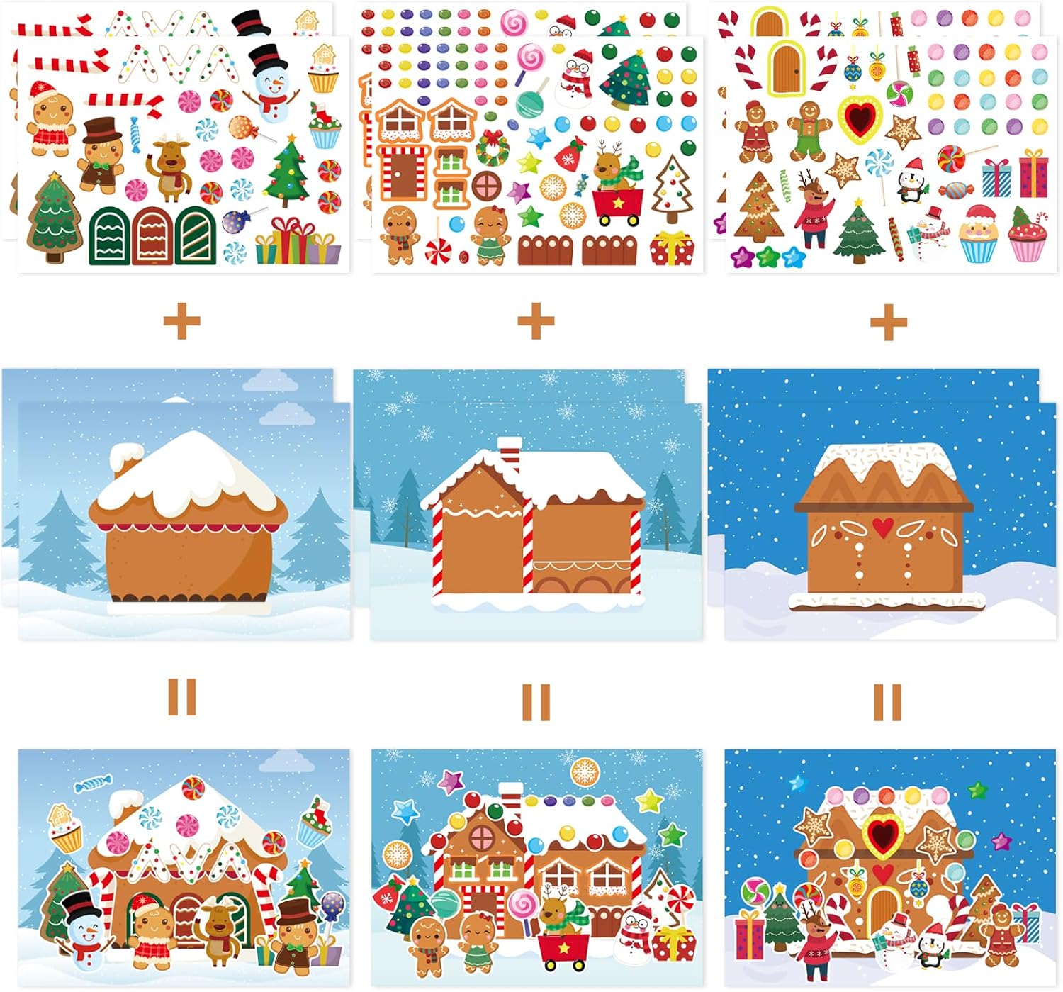 36 Sheets Make a Gingerbread House Stickers - Make Your Own Gingerbread House Stickers, Christmas Party Favor for Kids, Christmas Stickers for Gifts Goodie Bag Stocking Stuffers(12 Set) - Image 3