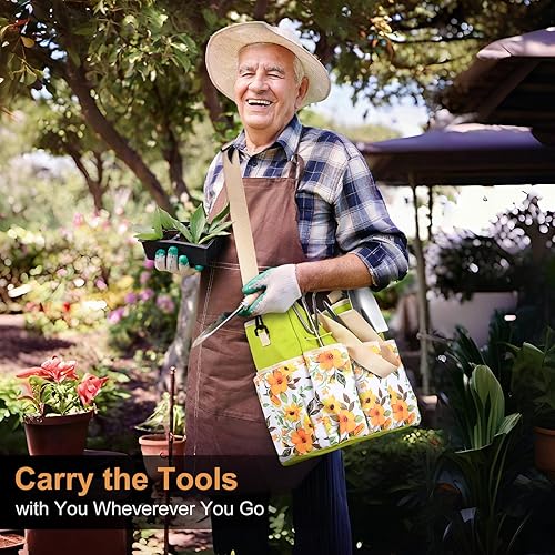 Miniatura 4 de Juego de herramientas de jardinería, regalos de jardinería para hombres, día del padre, herramientas de mano de jardín resistentes con bolsa cruzada