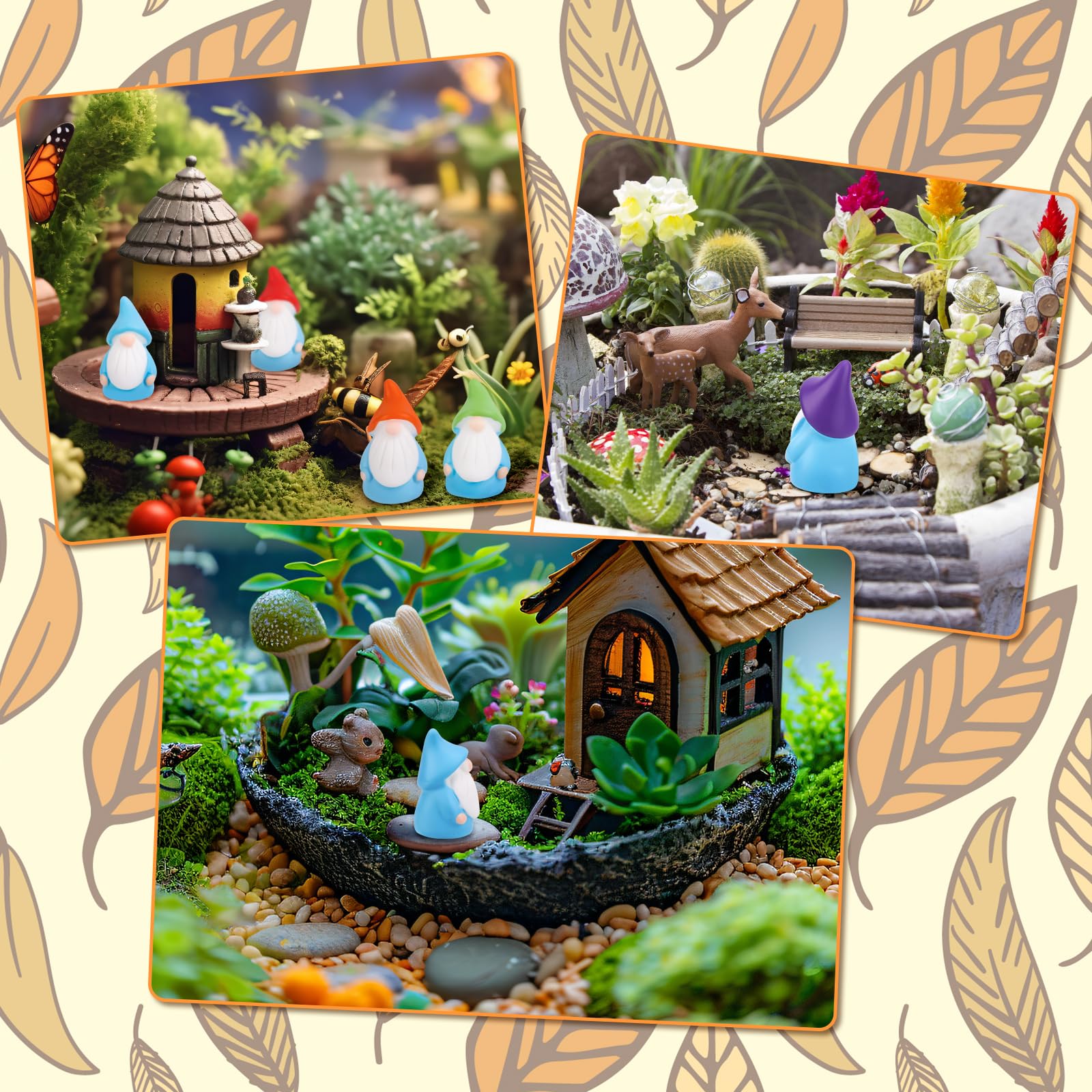 Gosknor 60pcs Miniature Gnome Figurines - Mini Resin Dwarf Figures, Gnomes & Fairy Decor for Outdoor Garden Patio Yard Lawn - Image 4