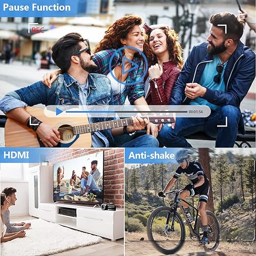 Miniatura 6 de MISIOU Cámara de video Full HD 1080p 30FPS Cámara de videocámara para YouTube 24MP 18x Cámara de vlogging con control remoto y función de pausa