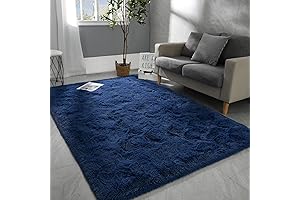 Hutha 6x9 Navy Blue and Gold Large Area Rug for Living Room Bedroom Nursery