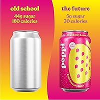 Vista 5 de POPPI - Soda prebiótica de limonada de fresa, lata de 12fl. oz