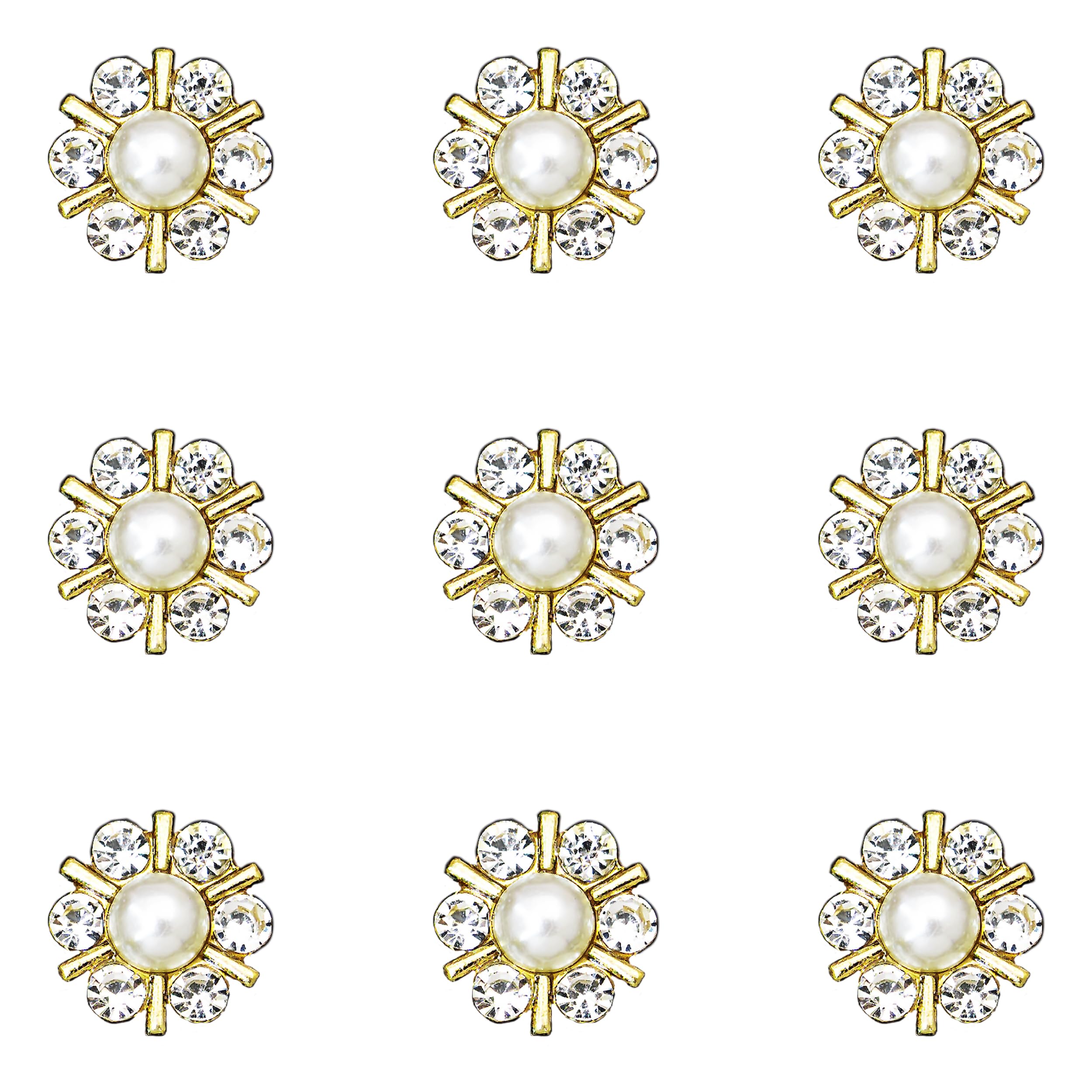 12 Boutons Décoratifs Fleurs Avec Strass Colorés - Haute Couture, Artisanat Indien