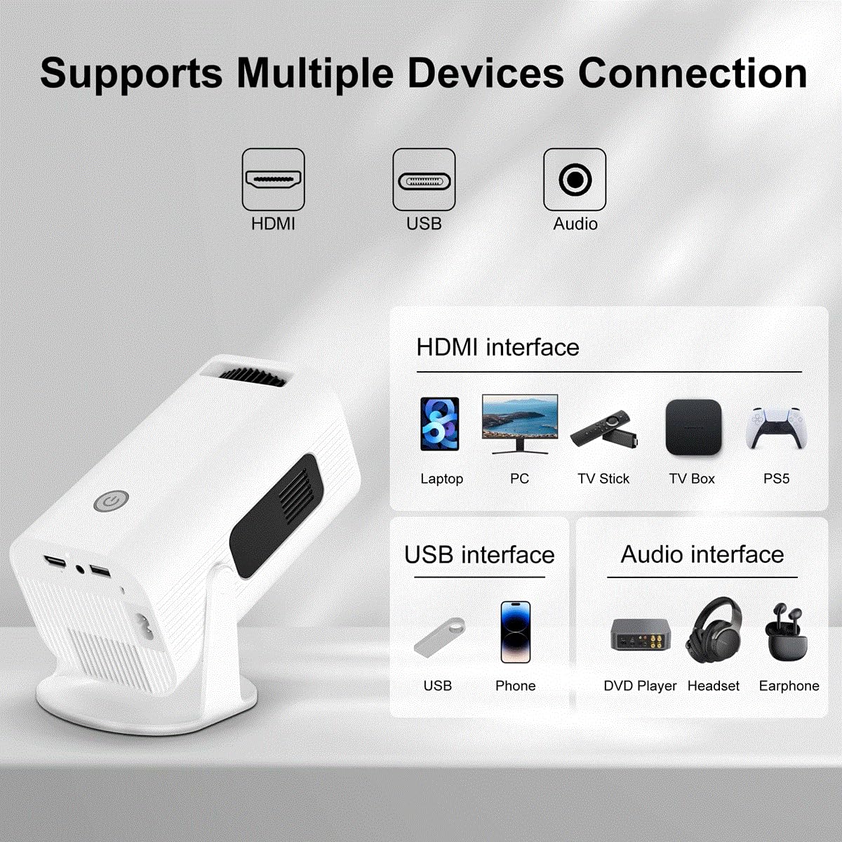 Mini projecteur Android 11 280 ANSI 4K 8K 1080P WiFi 6 BT5.0 Home Cinéma Projecteur Portable Android/iOS Vidéothèque (Black)
