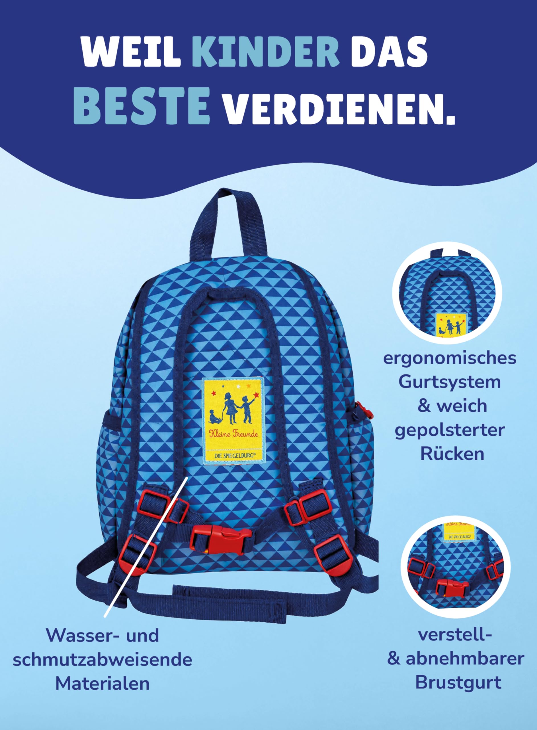Familando Spiegelburg Kindergarten Rucksack Set 4tlg. mit Turnbeutel, Brotdose und Trinkflasche Traktor Bulldog für Jungen und Mädchen