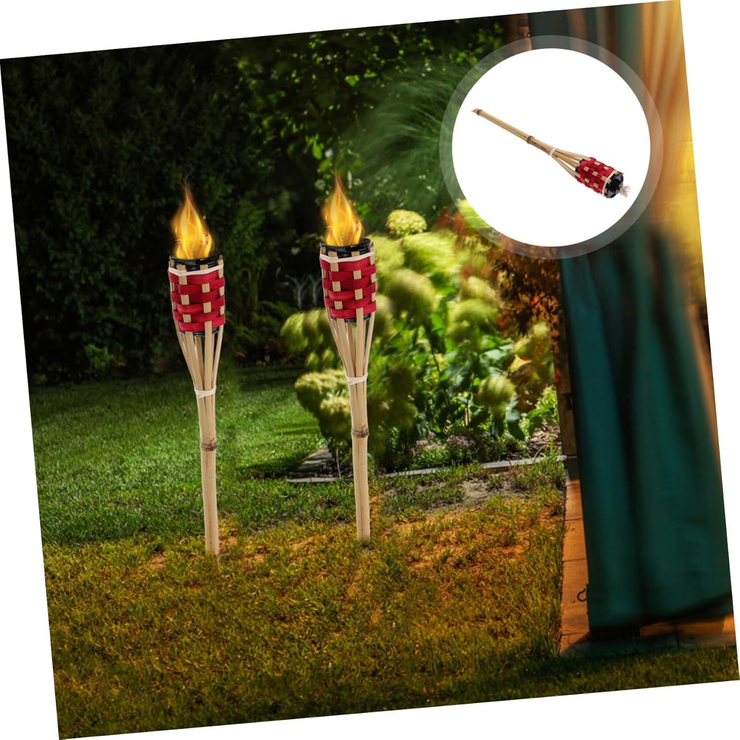 4pcs Festival Party Torch Outdoor Decorative Torch Easy Installation for Garden and Patio Woven Camping for Weddings and Celebrations Construction