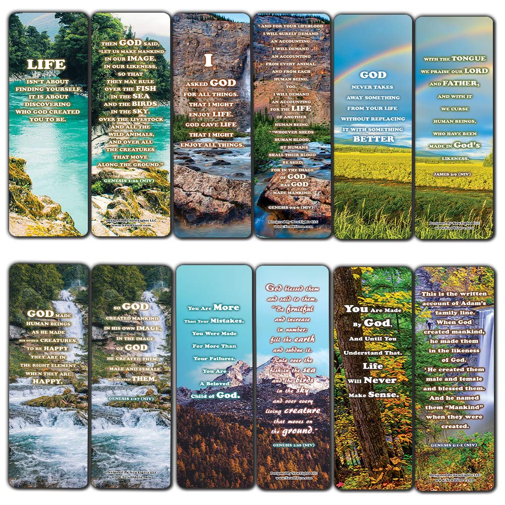 Made in The Image of God Bible Bookmarks (60-Pack) - VBS Sunday School Easter Baptism Thanksgiving Christmas Rewards Encouragement Motivational Gift
