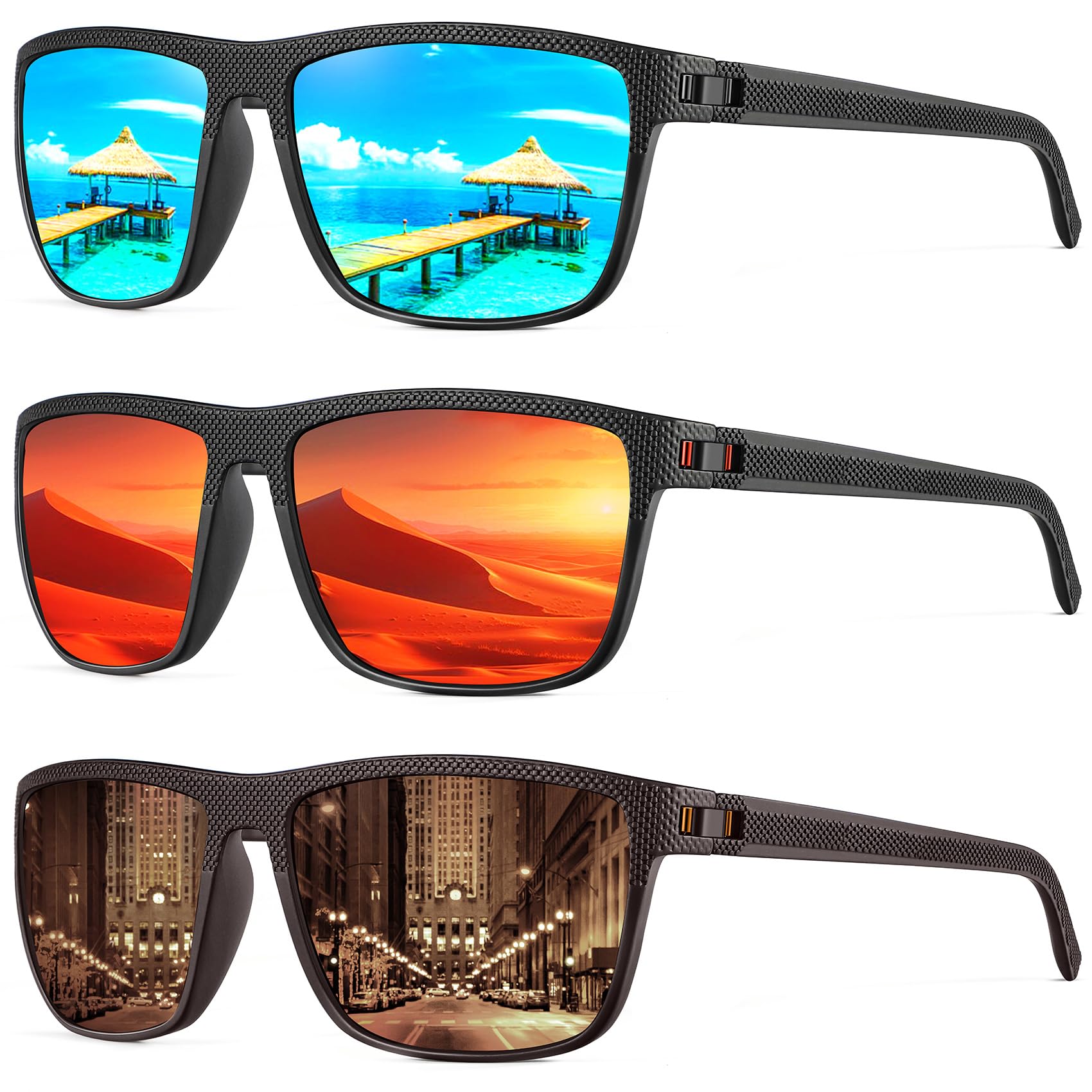 NSSIW Mens-Sunglasses Polarized Sunglasses Men : Classic Sun Glasses with UV Protection for Driving Fishing Golf 4 Packs