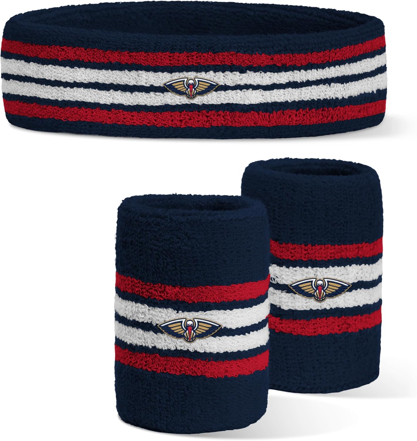 For Bare Feet NBA Officially Licensed Team Logo Headband & Wristband Combo Pack Team Color OSFM