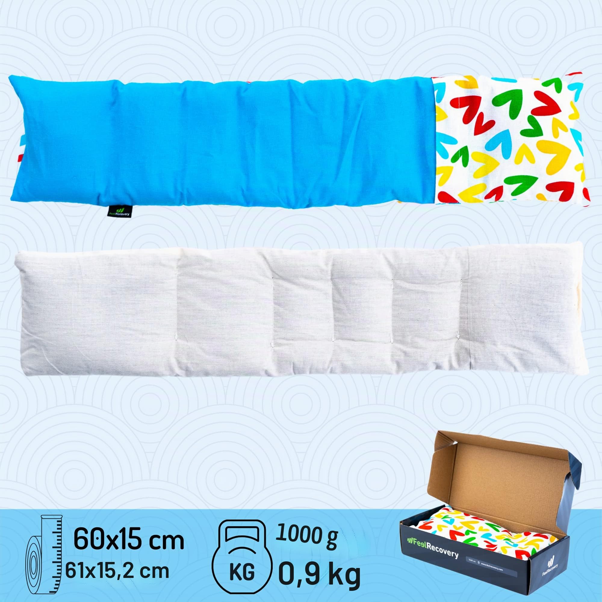 Cuscino Termico Cervicale - Cuscino per Microonde Riscaldante per Collo (60x15 cm) - Scaldacollo per la Nuca e Spalle con Federa Esterna Lavabile in Cotone 100% e Fiori di Lavanda
