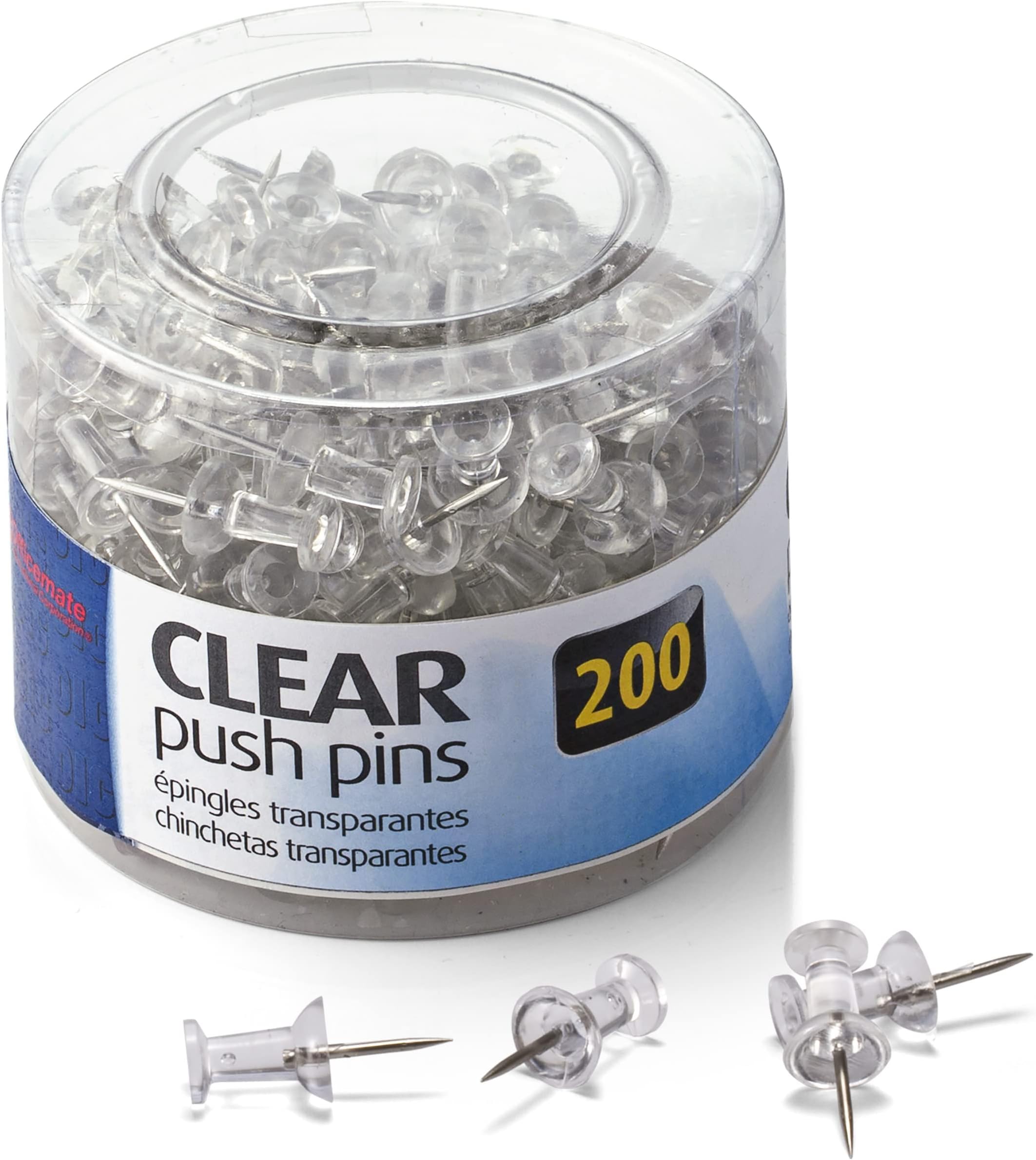 Push Pins, Clear, 200 Count (35711)