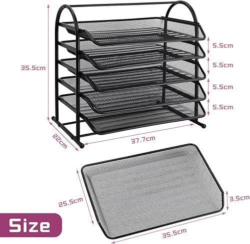 Miniatura 2 de ideallife Documento de escritorio apilable de 3 niveles, bandejas de malla para organización de escritorio, documentos de cartas, correo, archivos,