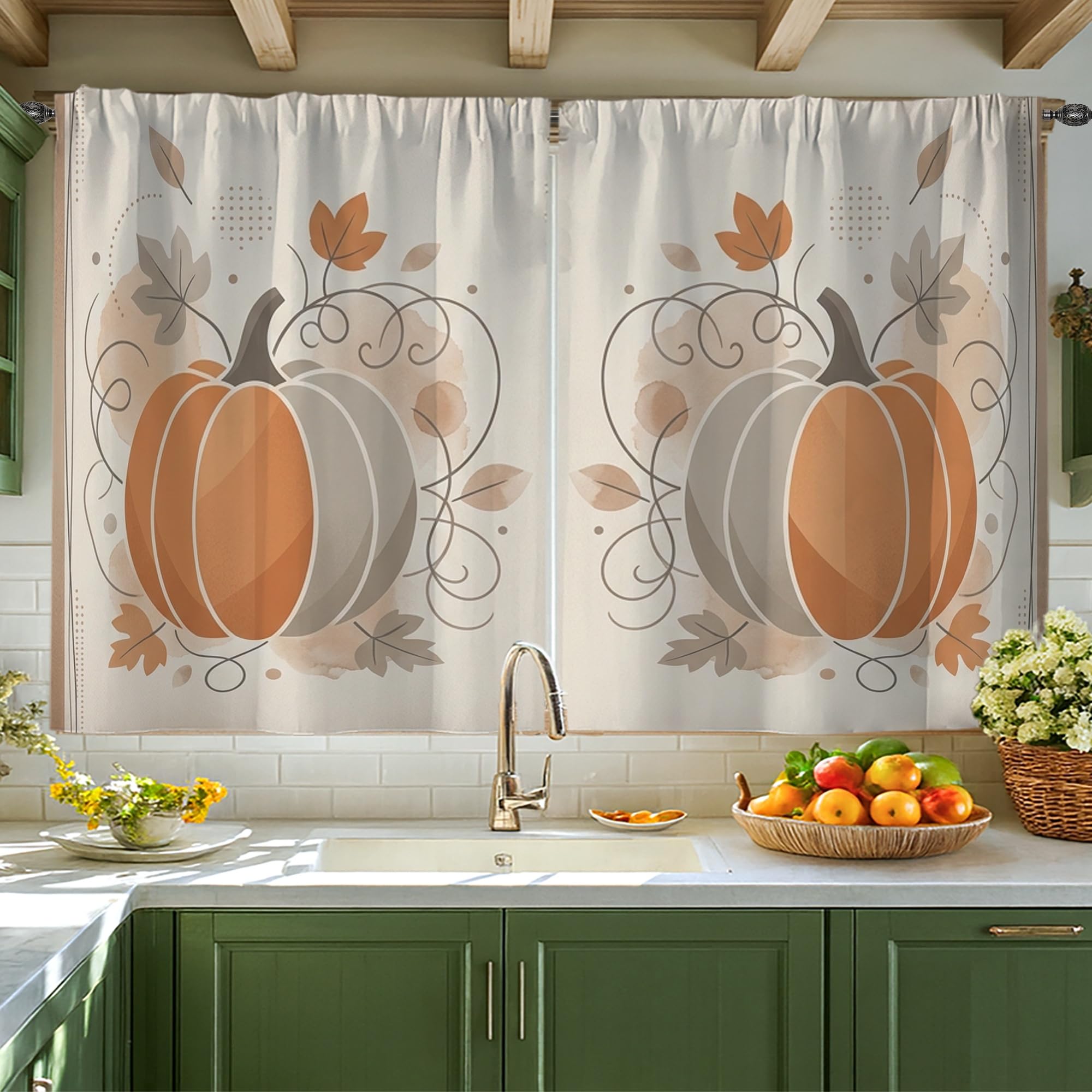 Rideaux de cuisine citrouilles pour petite fenêtre de camping-car