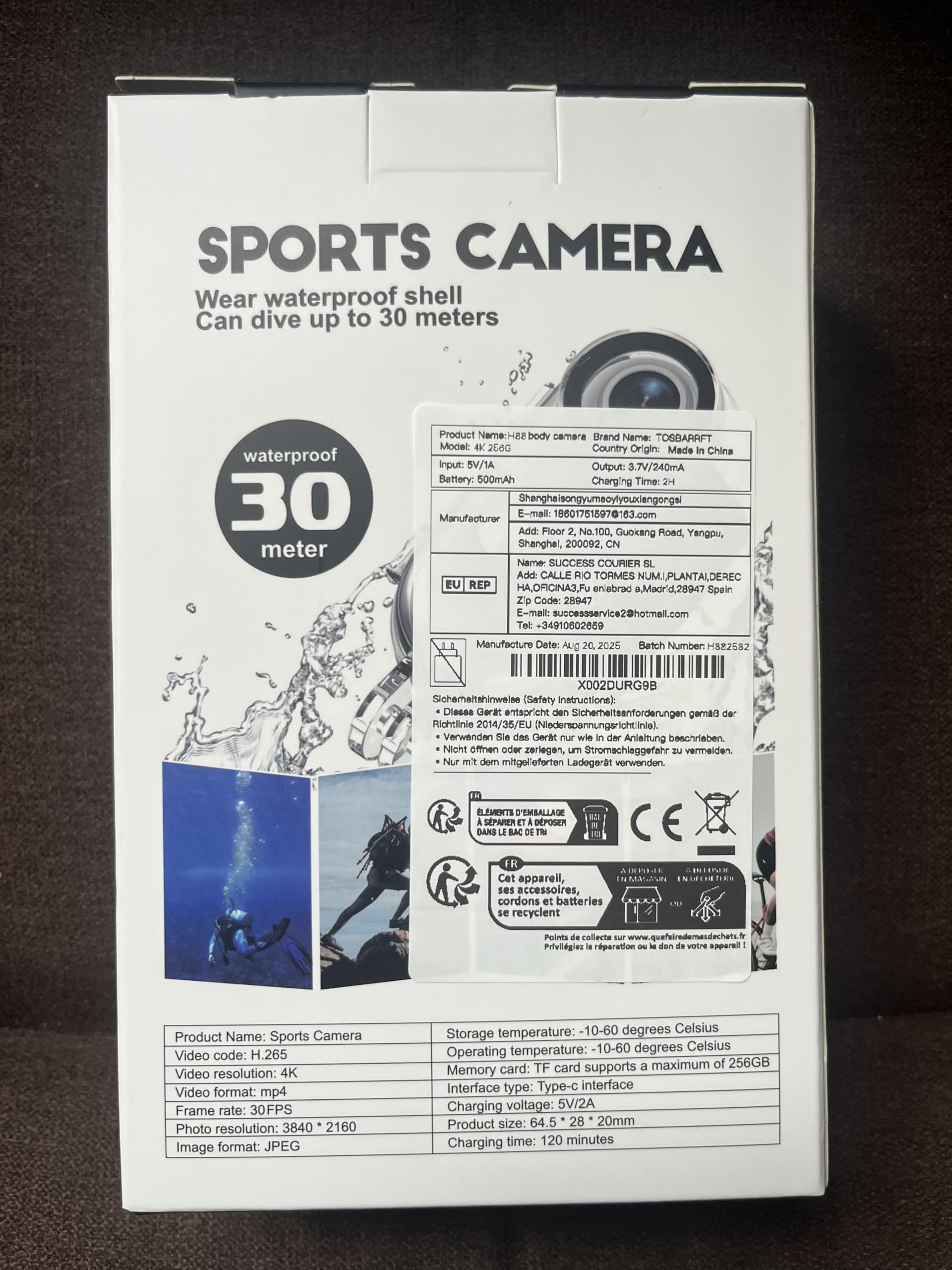 Caméra corporelle 4K POV Pro, caméra Portable avec Clip Rotatif 360° et Clip magnétique, Enregistrement 120 Minutes, idéale pour conférences, Voyages et promenades (4K-P-256G)