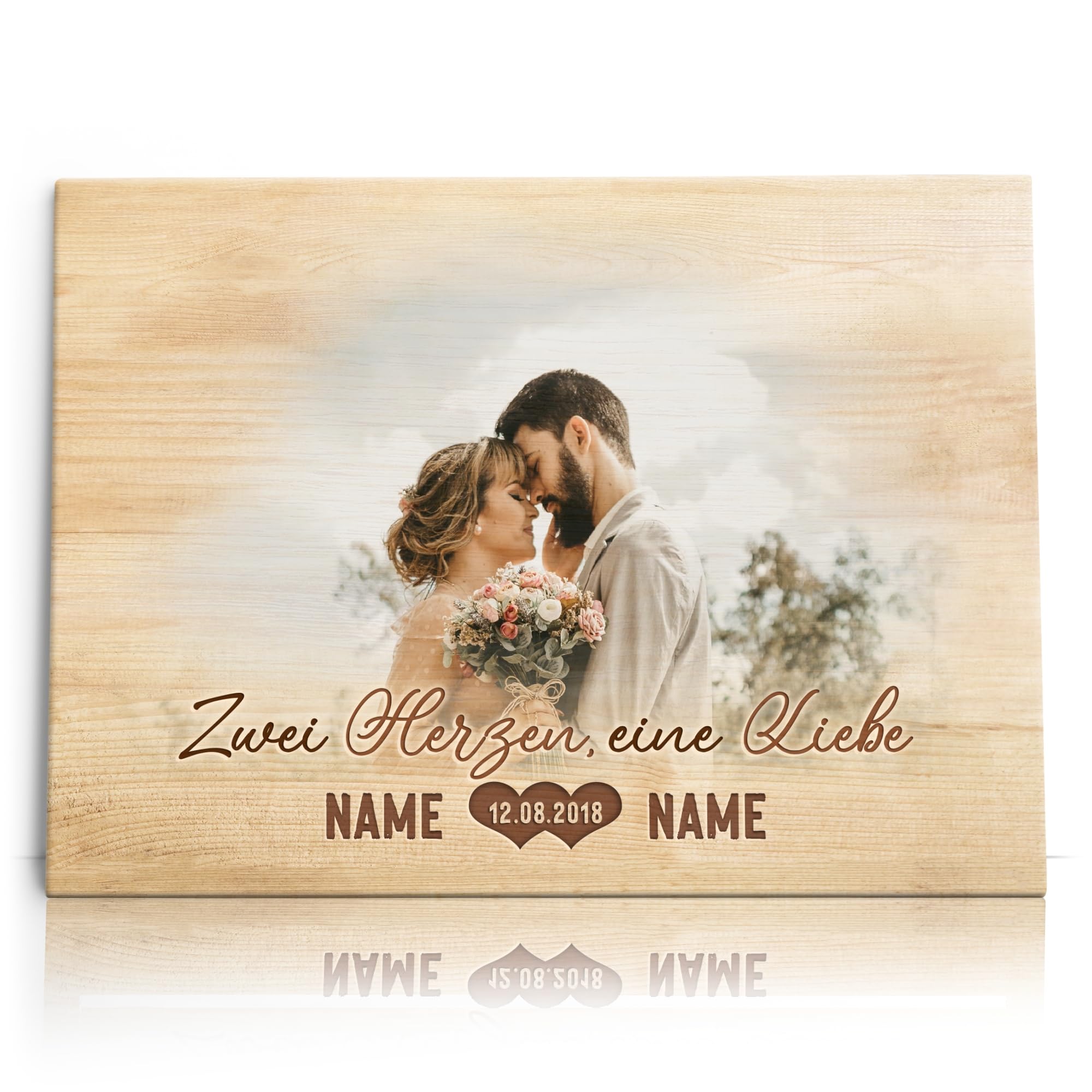 Liebesleinwand Leinwandbild mit Foto personalisiert Herzensangelegenheit | Leinwand gestalten mit Namen und Datum Geschenk für Partner