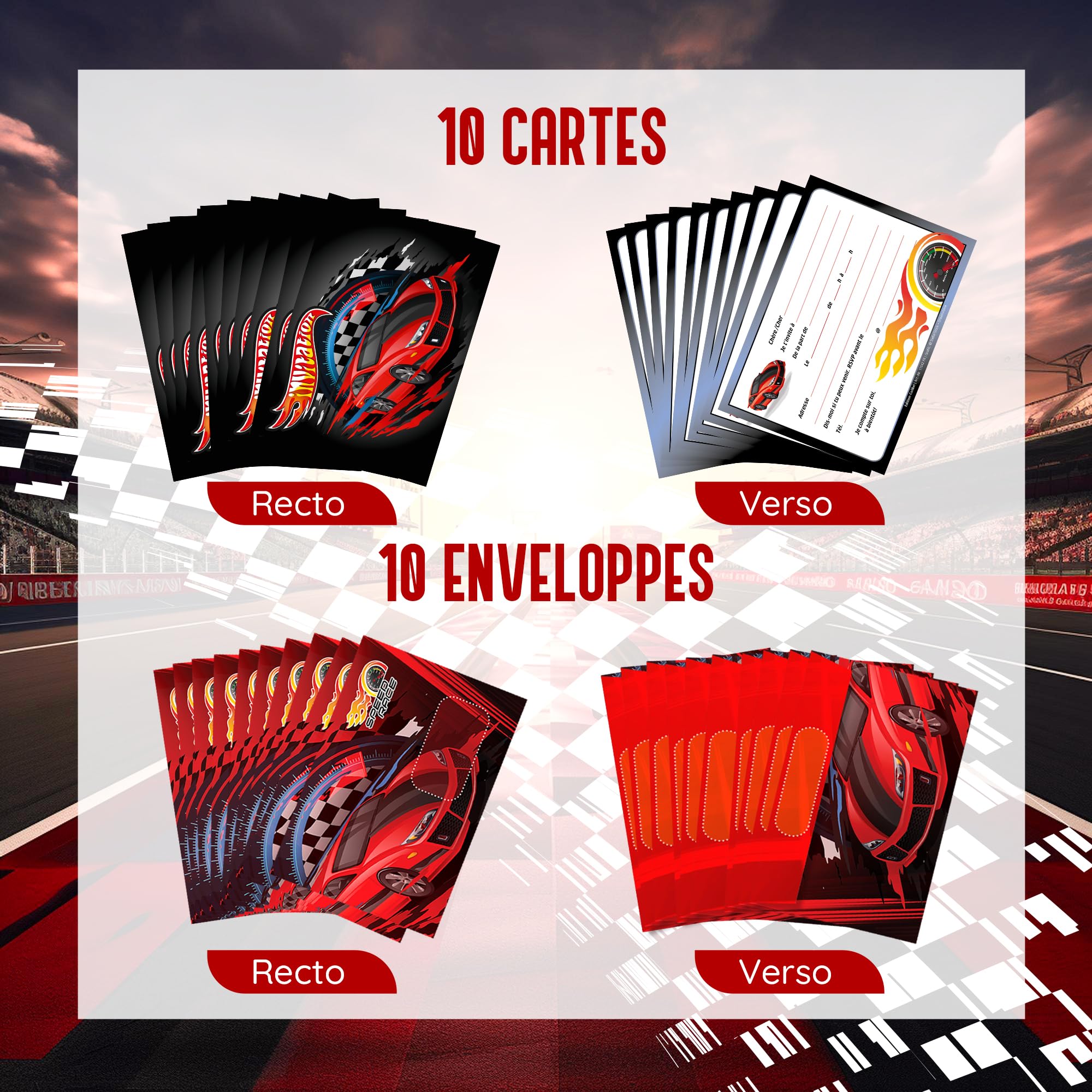 Carte Anniversaire Voiture Course Lot De 10 Cartes D'invitation Pour Enfant - Motif Voiture De Course - Pour Anniversaire D'enfant Anniversaire Enfant Voiture De Course Carte Anniversaire Voiture Course Lot De 10 Cartes D'invitation Pour Enfant - Motif Voiture De Course - Pour Anniversaire D'enfant Anniversaire Enfant Voiture De Course