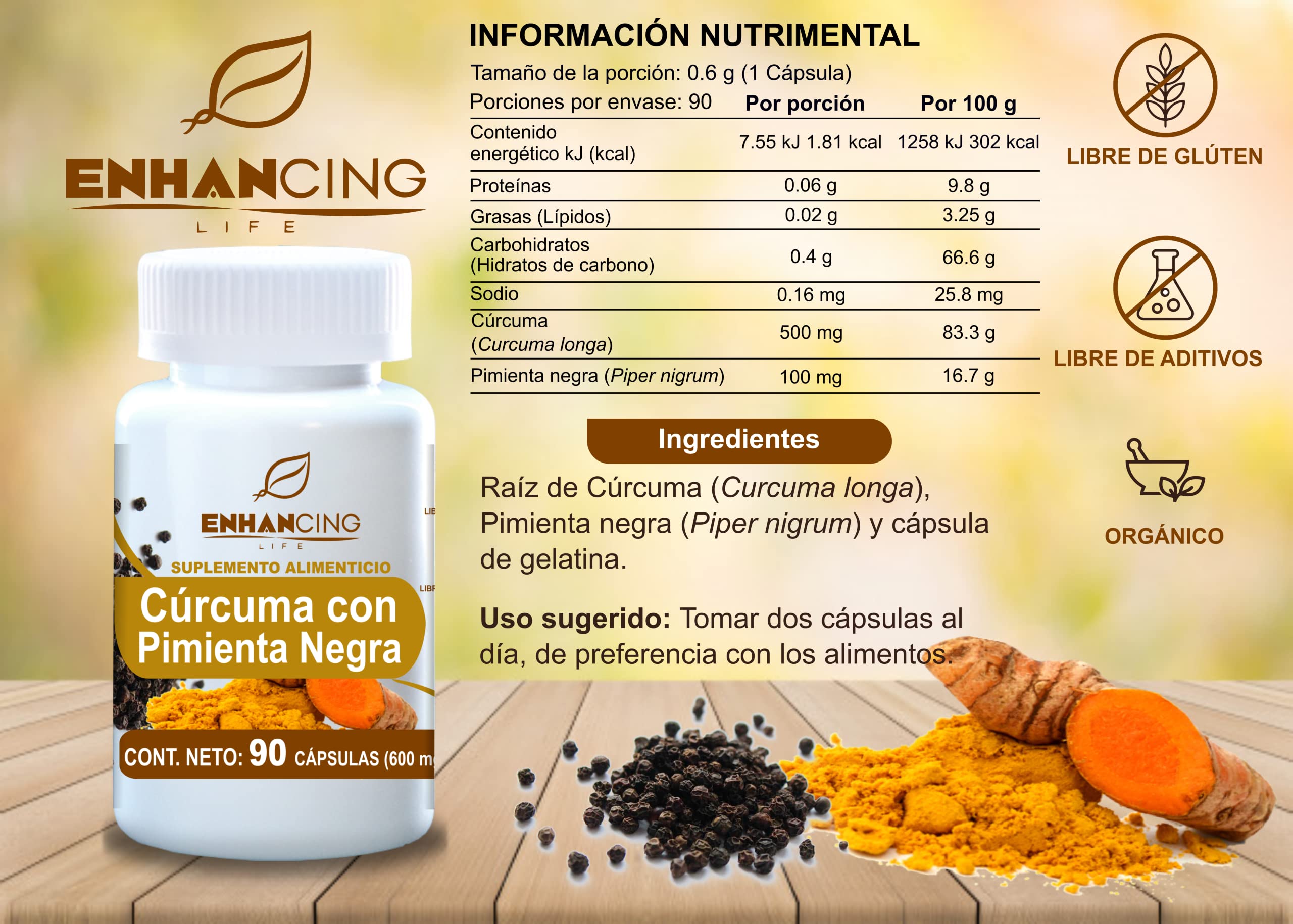 CÚRCUMA CON PIMIENTA NEGRA PARA MÁXIMA ABSORCIÓN | 90 CÁPSULAS DE 600 mg : Amazon.com.mx: Salud y Cuidado Personal