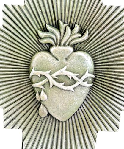 Miniatura 3 de Religious Gifts - Placa de pared colgante de resina con corazón sagrado católico, 10 pulgadas-L8