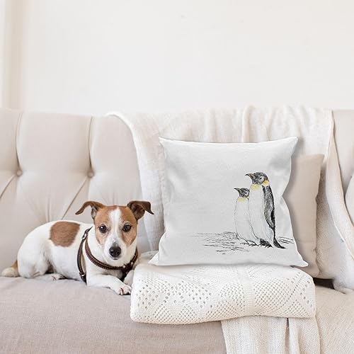 Miniatura 4 de Ambesonne Funda de cojín con diseño de animales marinos, pingüinos dibujados a mano, pájaros sin vuelo acuáticos, polo sur, vida silvestre, funda de