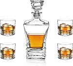 Crystal Whiskey Glasses Set of 6, Large Lead-Free Crystal Glass, Tasting Cups Scotch Glasses, Old Fashioned Glass, Tumblers for Drinking Irish Whisky, Bourbon, Tequila (6, Square Pattern, 10.8oz)