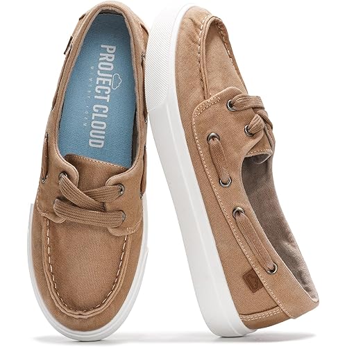 Project Cloud Sneakers for Women - Memory Foam Spring Shoes for Women Footwear - Slip-On Boat Shoes - Non Slip Fashion Sneakers - Lightweight Loafers (Seasalt)