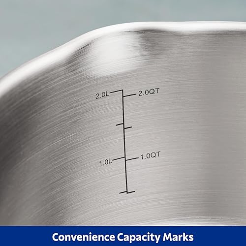Miniatura 7 de Tramontina Tempo juego de utensilios de cocina de acero inoxidable con base de tres capas, 10 unidades con tapas de vidrio, ollas y sartenes para la