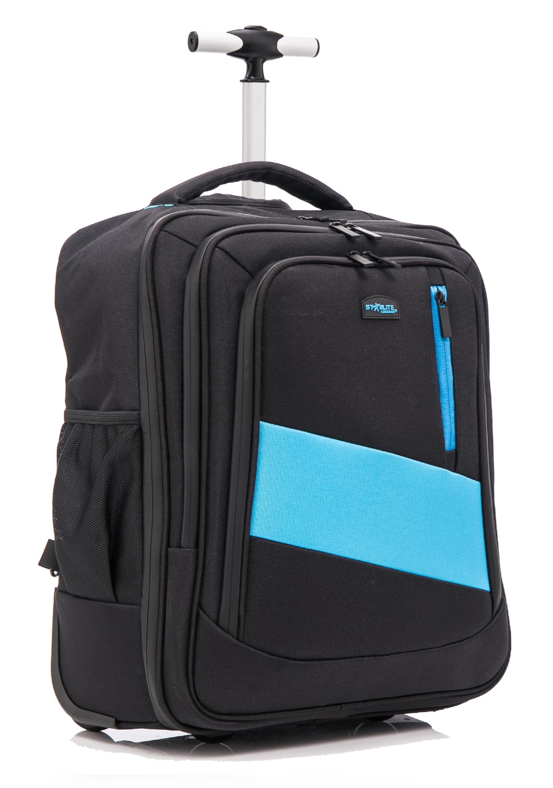 DK Luggage Laptop Backpack 48 x 36 x 20 cm Hand Luggage Shoulder Bag Carry on Travel Backpack with USB Port With 2 Wheels (Black, 17" Small)