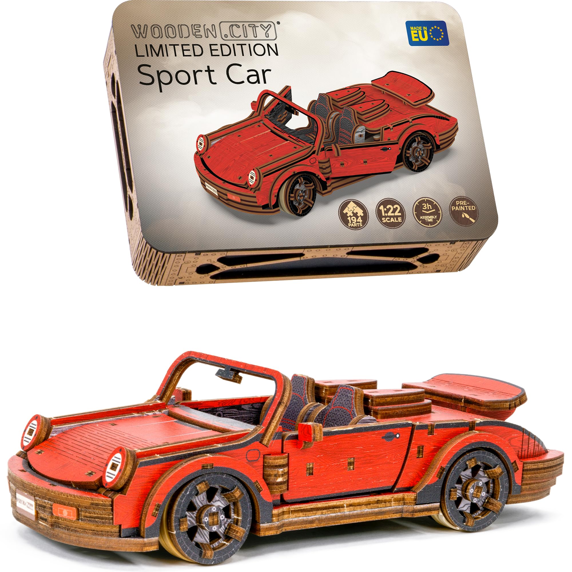 Wooden.City Vintage Cars Sport Car Edizione Limitata - Kit Di Modelli 3D in Legno Fai-Da-Te Per Adulti Per Costruire Automobili - Puzzle 3D in Legno Per Adulti Rompicapo Per Adolescenti - 194 Parti